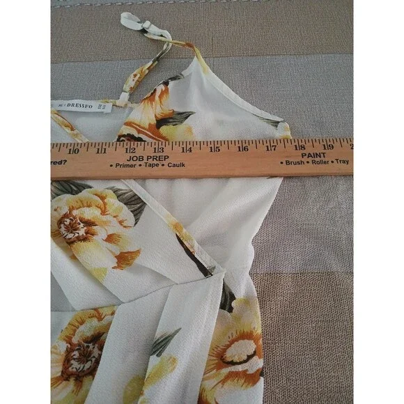 Floral Faux Wrap Spaghetti Strap Dress Women's XL Lightweight Tropical Beachy - Picture 7 of 10